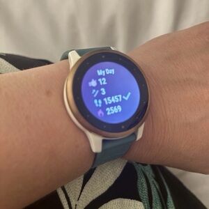 Garmin Smartwatch with Blue and Gold Accents